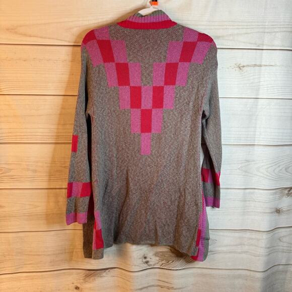 Nic + Zoe Pink & Gray Knitted Long Sleeve Cardigan Size XS - Picture 5 of 8
